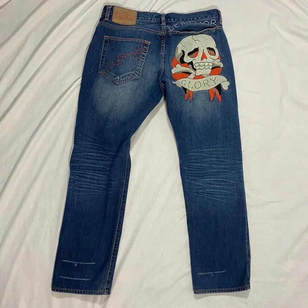 Ed Hardy Death or Glory skull men’s jeans size‎ 36 grunge alt y2k